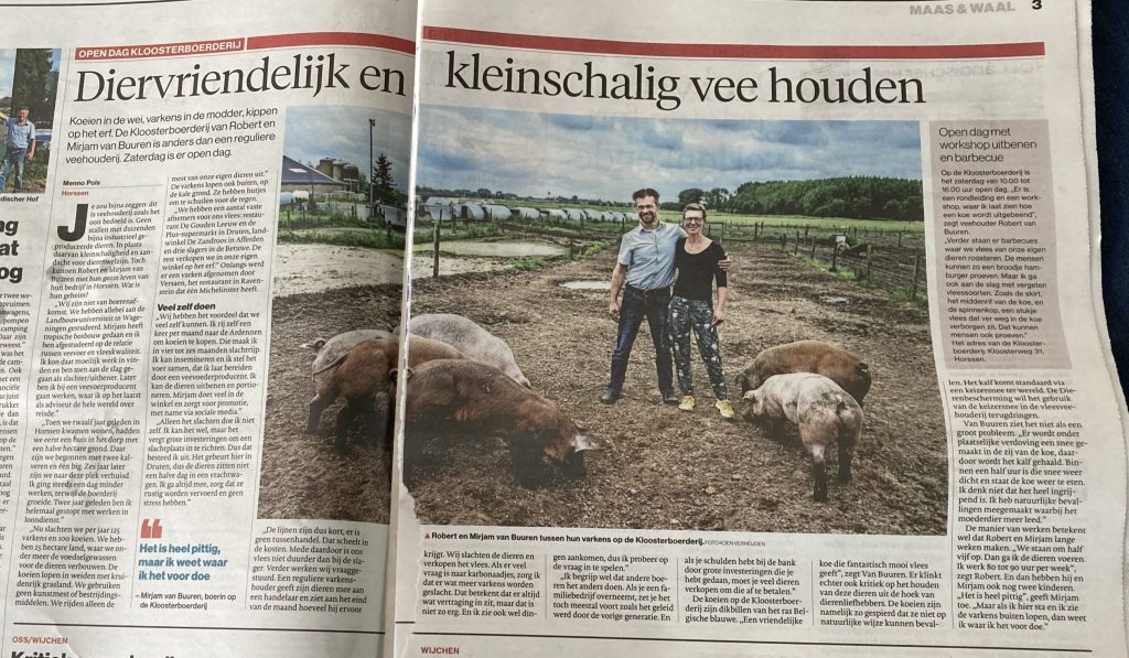 Kloosterboerderij in De Gelderlander krant